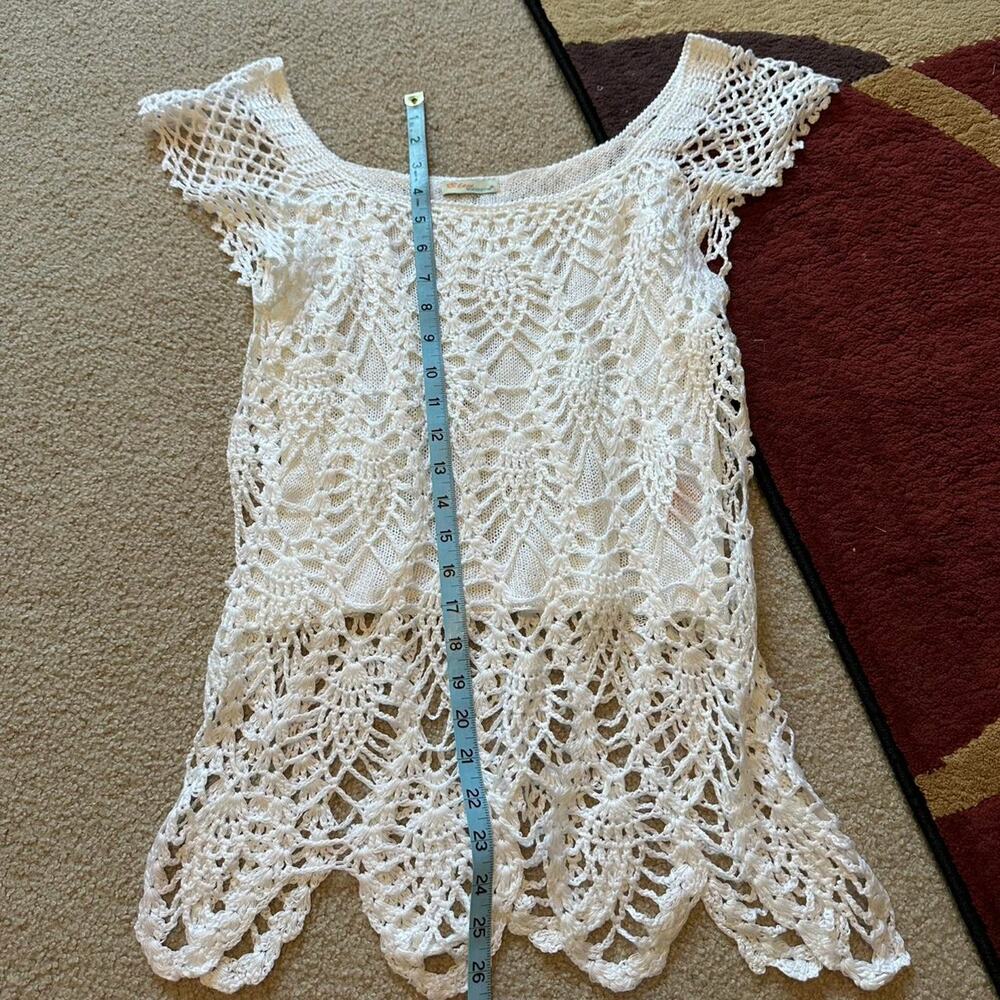 bleu mandarine white coquette Cotton knit fairy top summer festival Y2K vintage